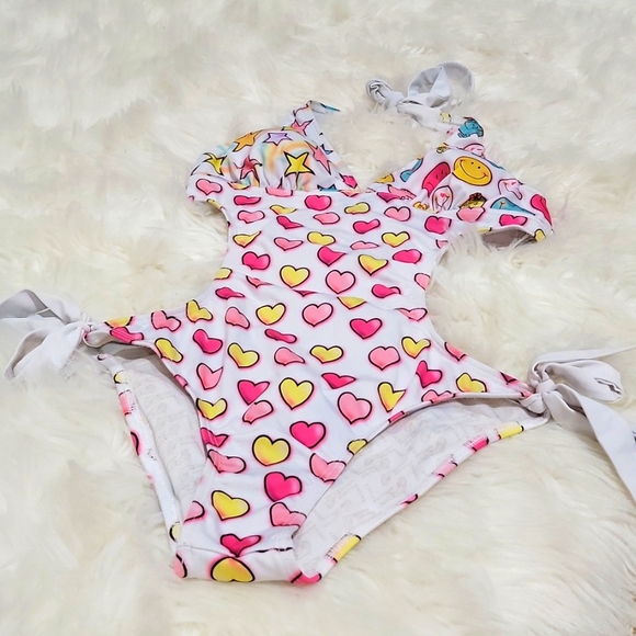 One pice swimsuit, NEW, monokini, white/ multi-color - Picture 4 of 10